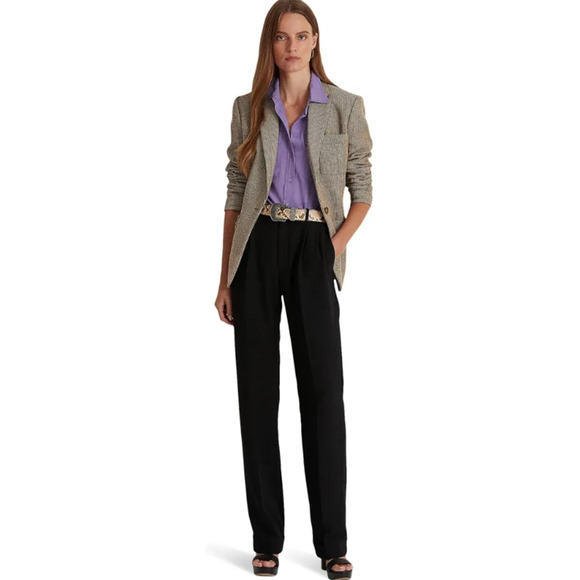 LAUREN Ralph Lauren Womens Pleated Sable Crepe Pants Casual Black Size 16 12580 - Picture 3 of 3